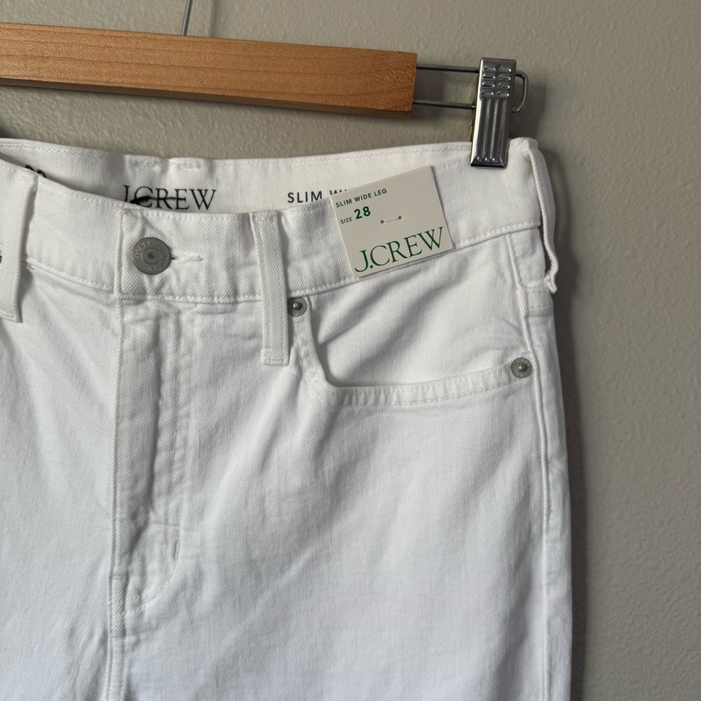 J. Crew Slim Wide Leg Jean in White Ankle length - Picture 6 of 13